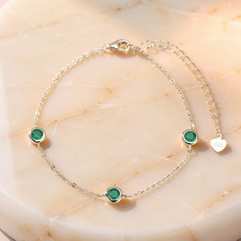 ATELIER-TIBET – Bracelet Émeraude – Éclat de Printemps, Argent
