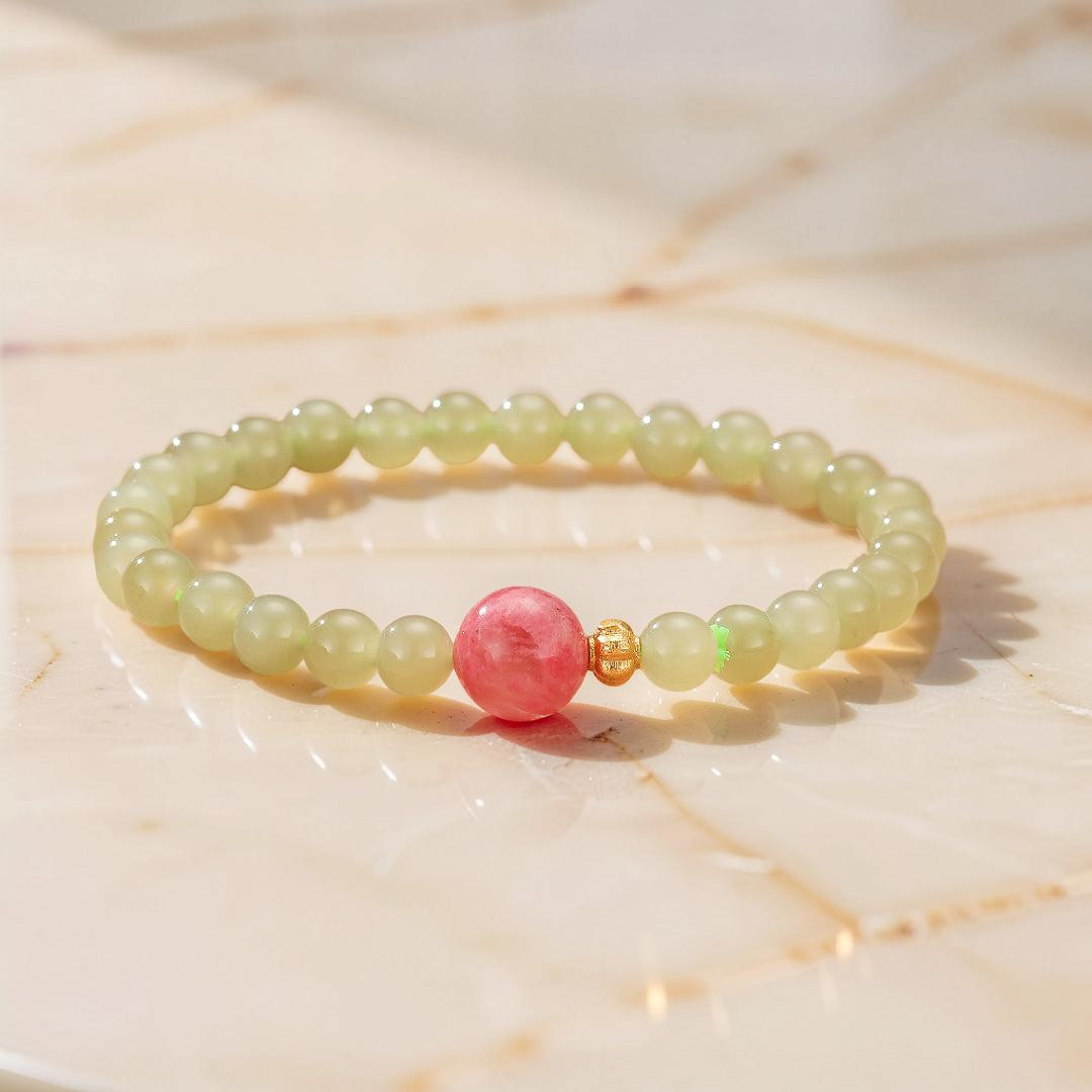 ATELIER-TIBET – Bracelet Rhodonite et Jade – Duo Bien-Être