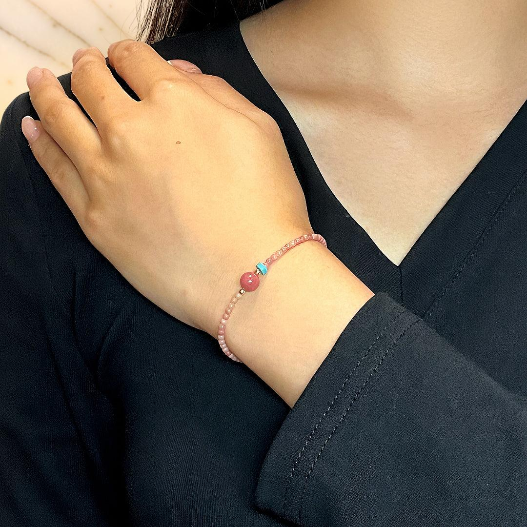 ATELIER-TIBET – Bracelet Rhodonite – Accent Bleu