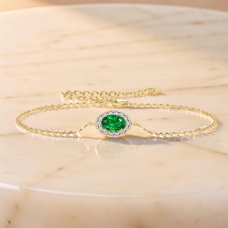 ATELIER-TIBET – Bracelet Émeraude – Souffle de Nature, Argent Plaqué Or