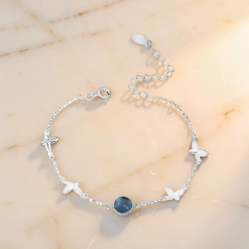 ATELIER-TIBET – Bracelet Aigue-Marine – Papillon d'Océan, Argent 925