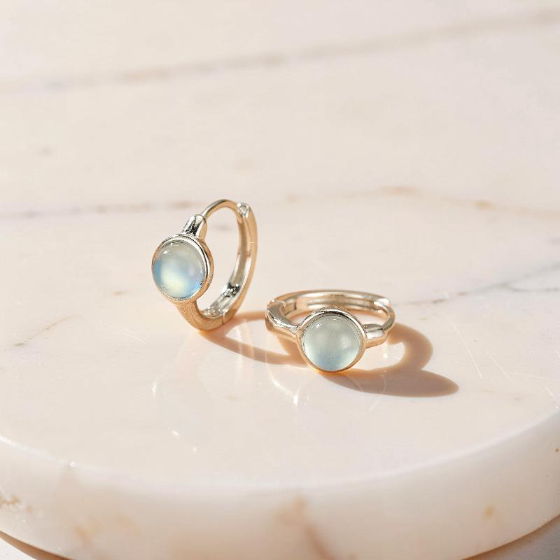 ATELIER-TIBET – Boucles d'oreilles Aigue marine – Lumière Marine, Argent