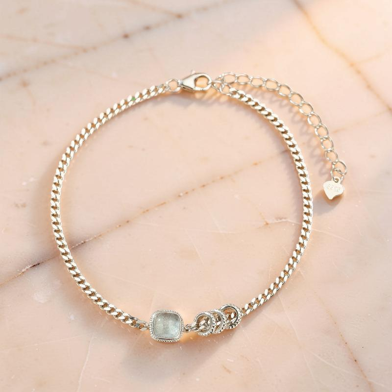 ATELIER-TIBET – Bracelet Aigue-Marine – Douceur de Vague, Argent