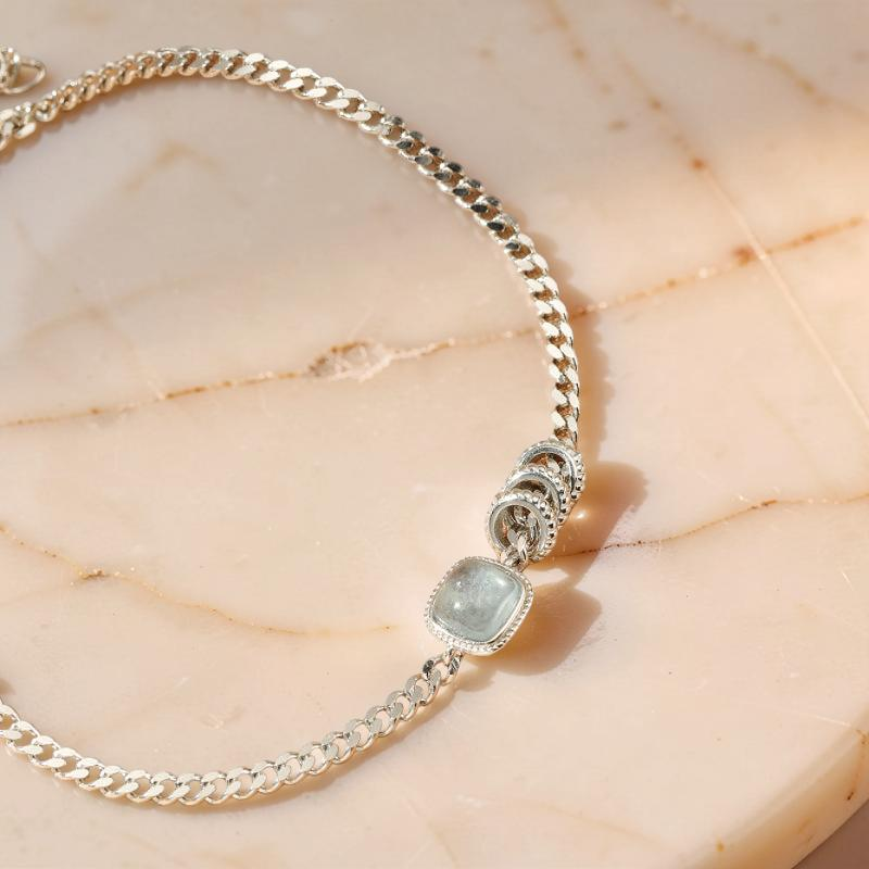ATELIER-TIBET – Bracelet Aigue-Marine – Douceur de Vague, Argent