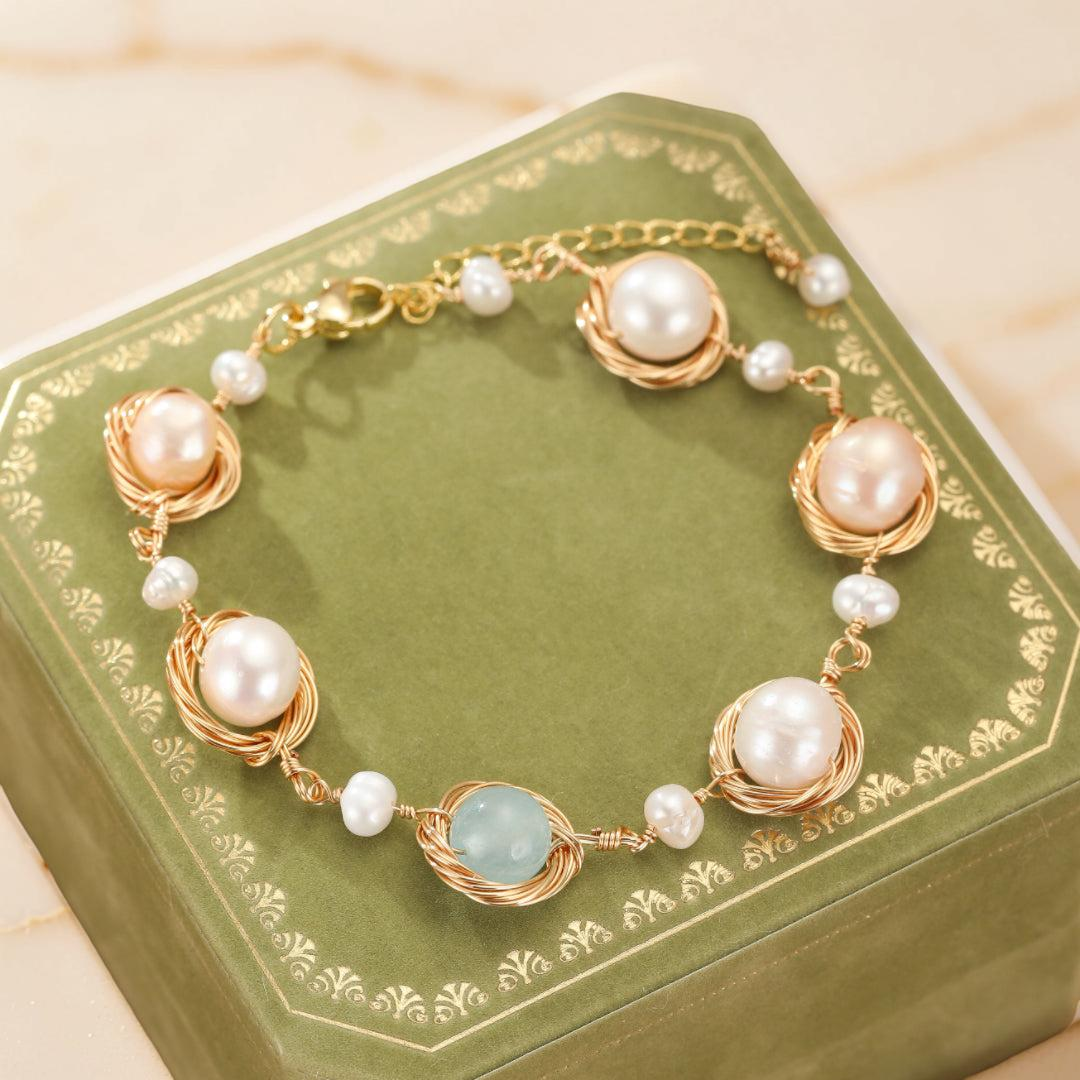 ATELIER-TIBET – Bracelet Aigue-marine et Perle – Trésor Marin