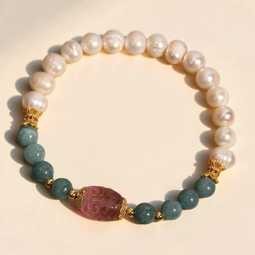 ATELIER-TIBET – Bracelet Jade, Perle et Fluorite – Sérénité Céleste