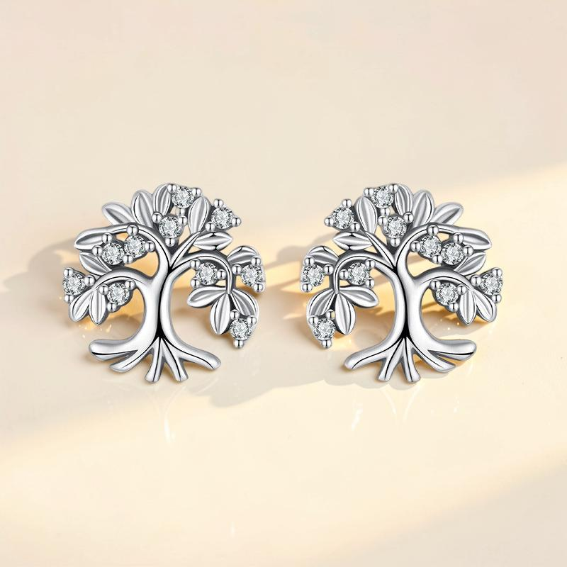 ATELIER-TIBET – Boucles d'Oreilles Arbre de Vie – Essence de Nature, Argent 925