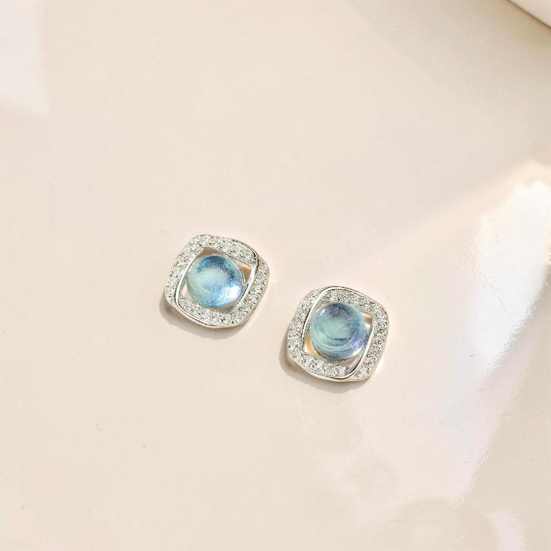 ATELIER-TIBET – Boucles d'oreilles Aigue marine – Onde Marine, Argent