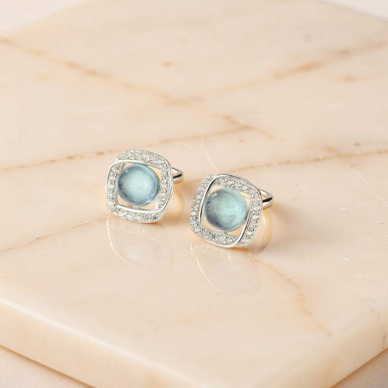 ATELIER-TIBET – Boucles d'oreilles Aigue marine – Onde Marine, Argent