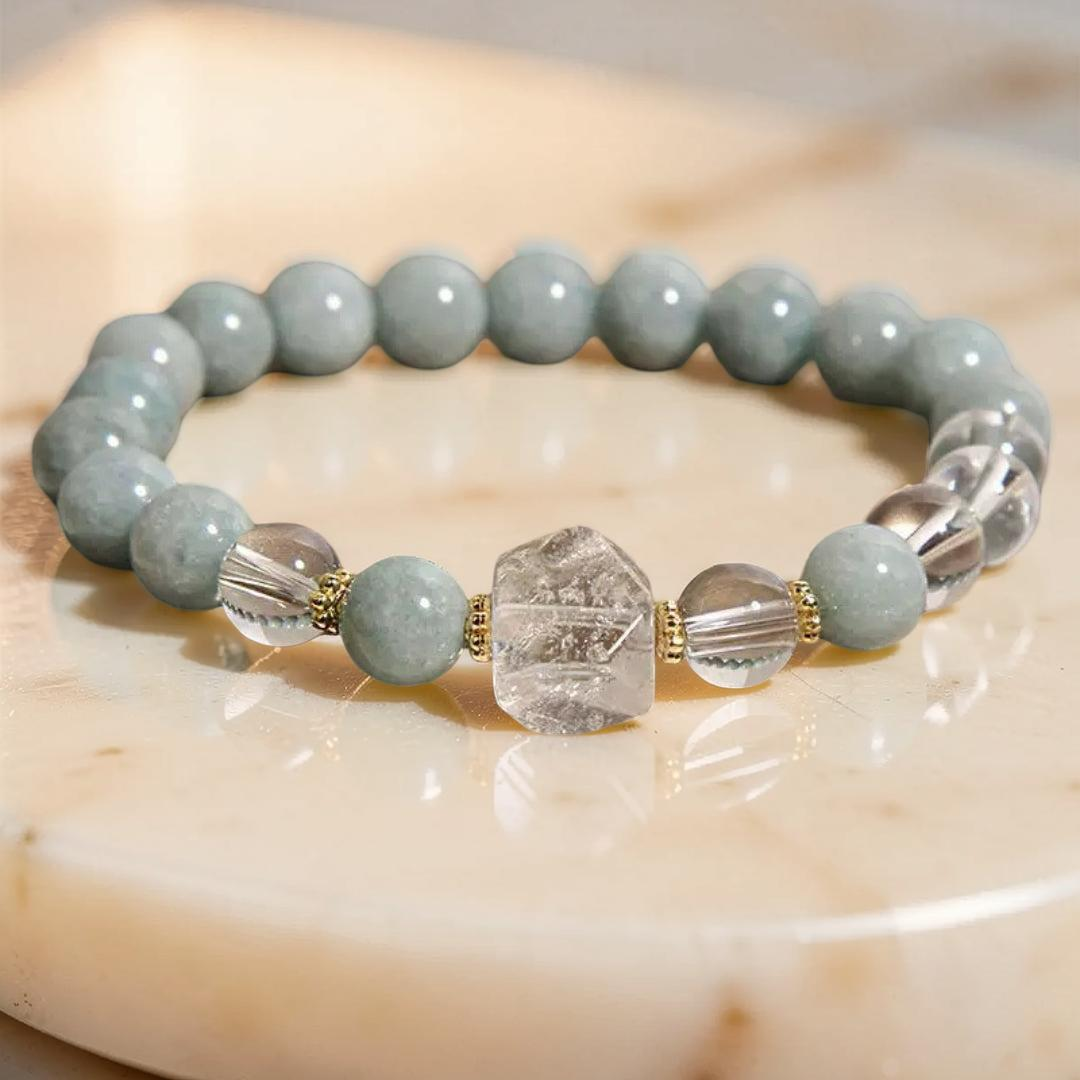 ATELIER-TIBET – Bracelet Jade et Cristal de Roche – Clarté Céleste