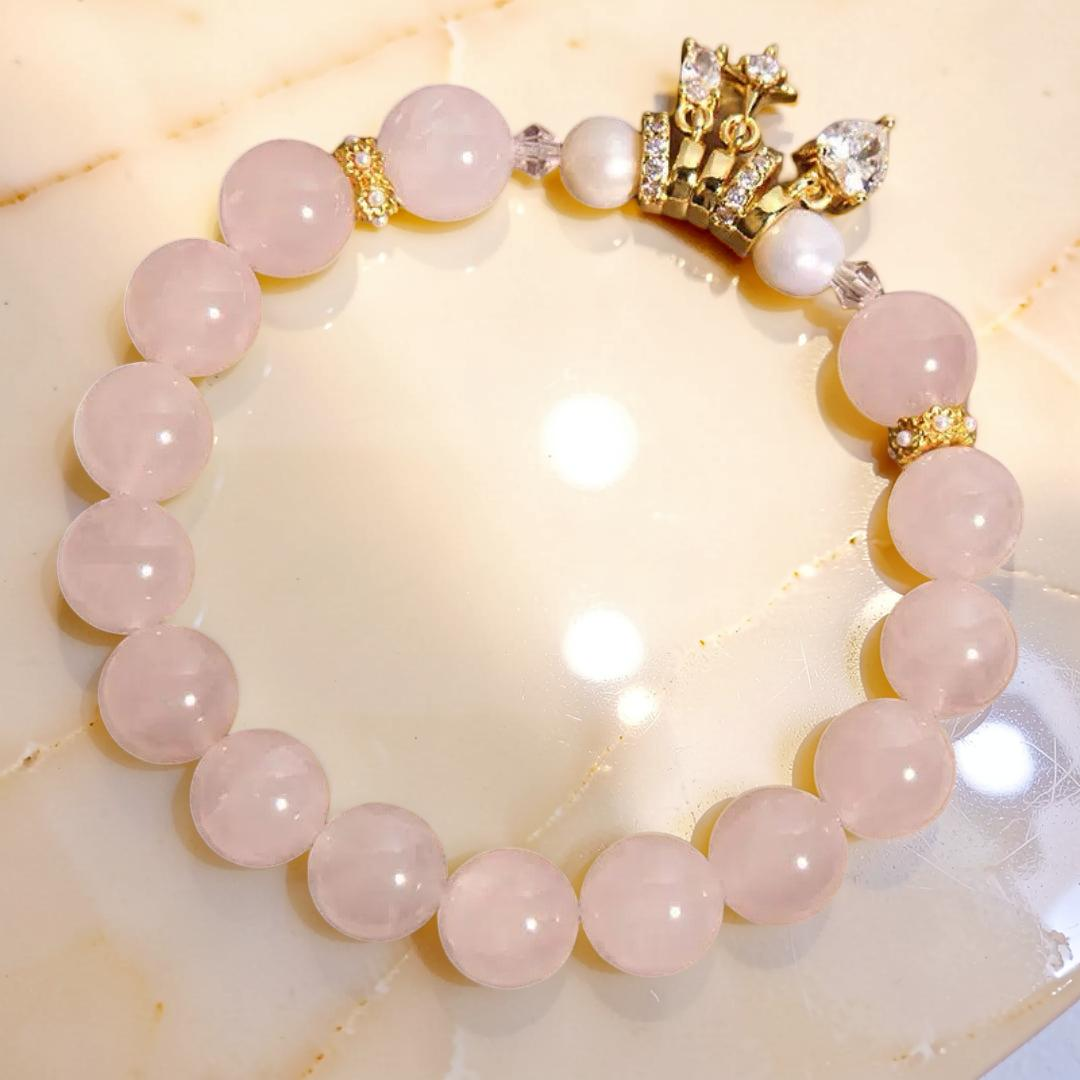 ATELIER-TIBET – Bracelet Quartz Rose et Perle – Charme de Vénus
