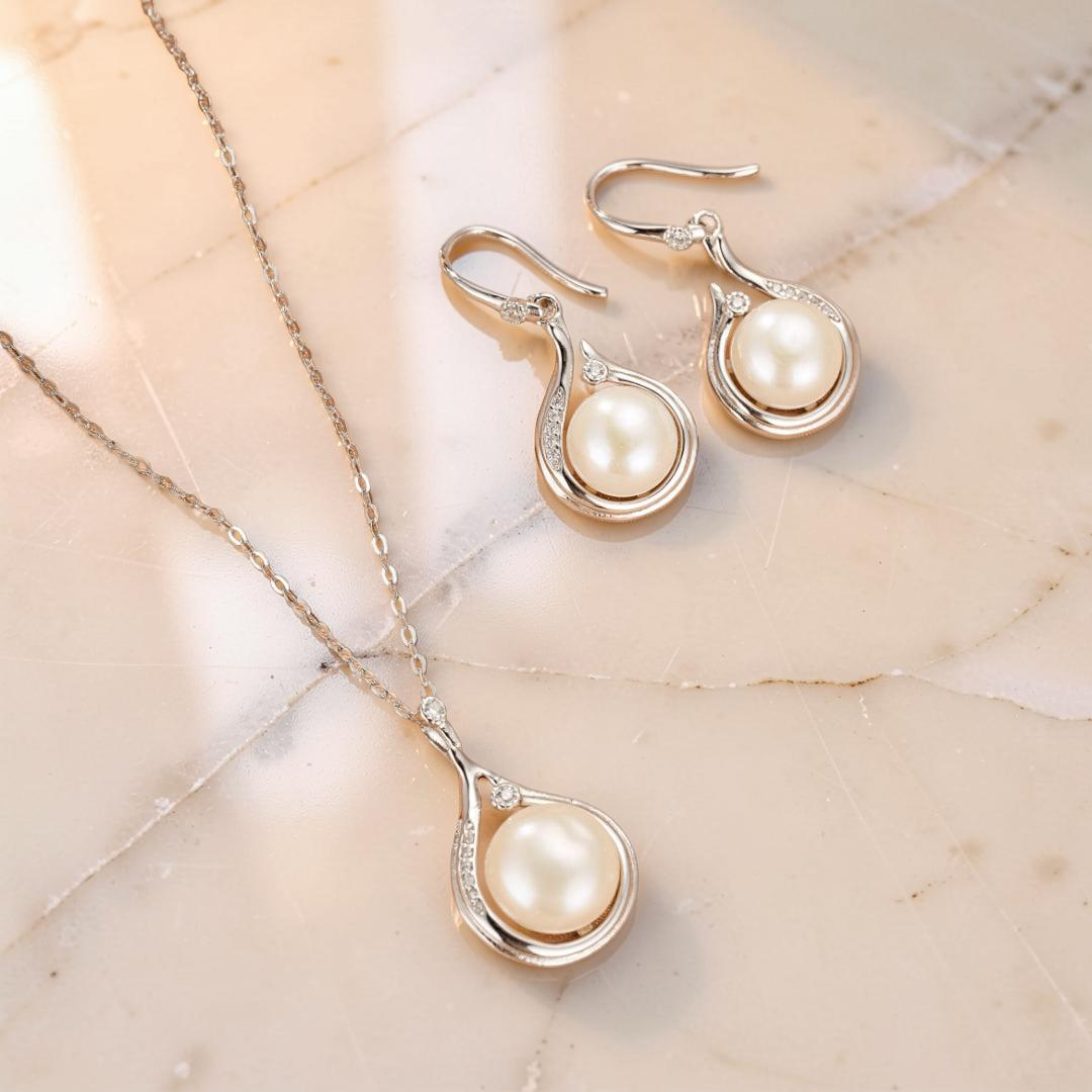 ATELIER-TIBET – Boucles d'Oreilles Perle – Goutte Royale, Argent