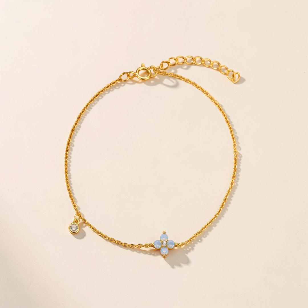 ATELIER-TIBET – Bracelet Fleur Opale – Pétale Radieux, Argent Plaqué Or