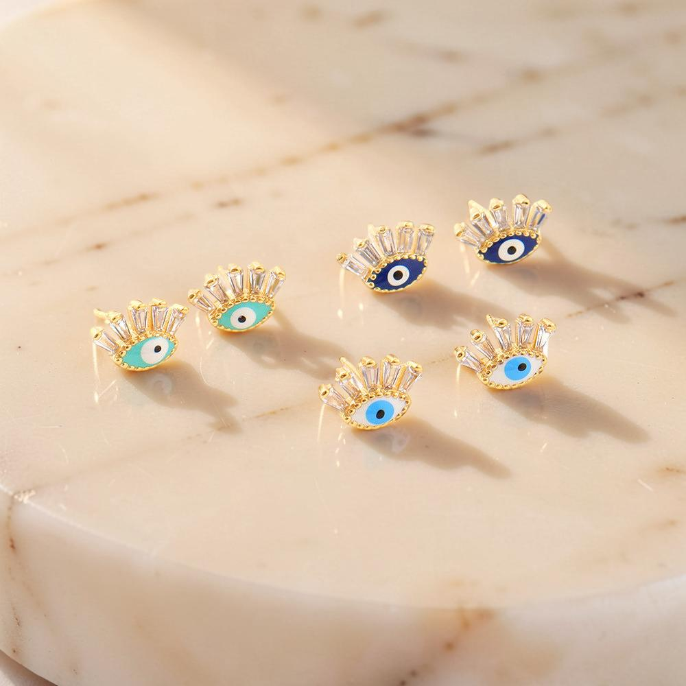 ATELIER-TIBET – Boucle d’oreille Mauvais Œil  Regard  en Cristal