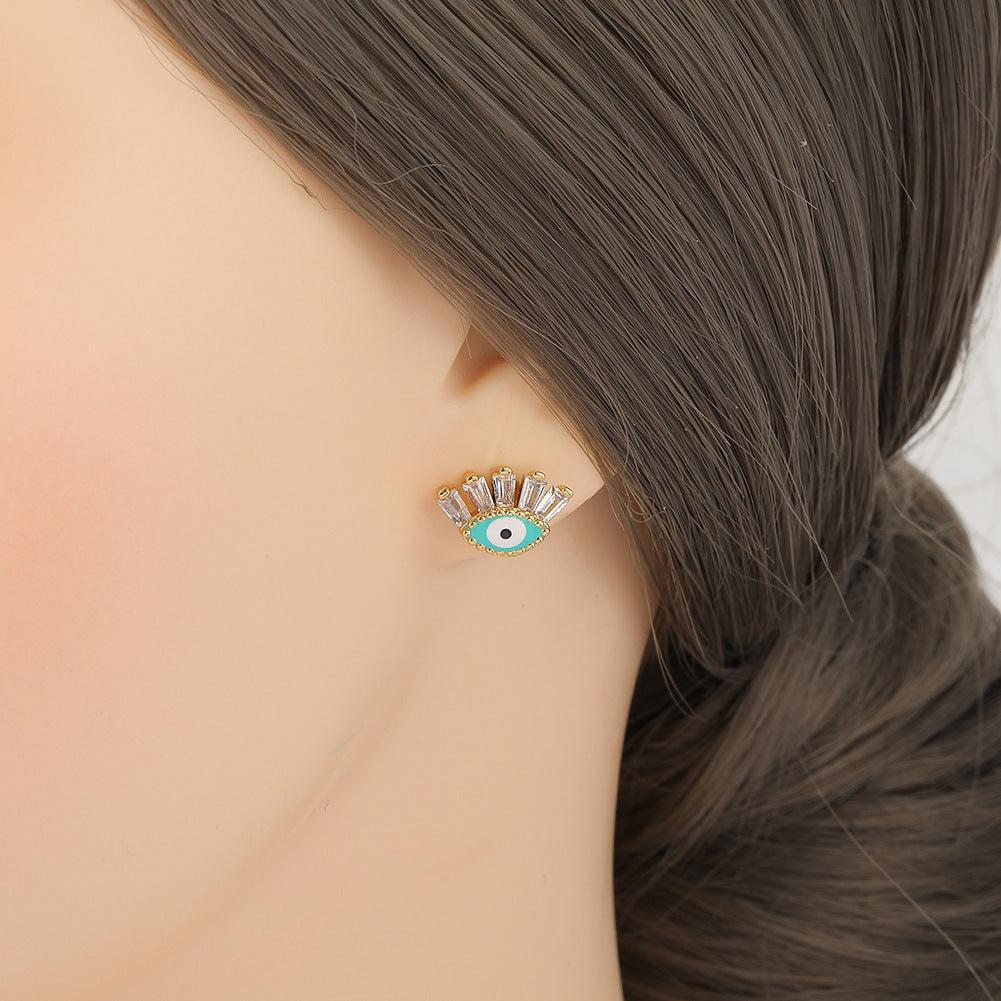 ATELIER-TIBET – Boucle d’oreille Mauvais Œil  Regard  en Cristal