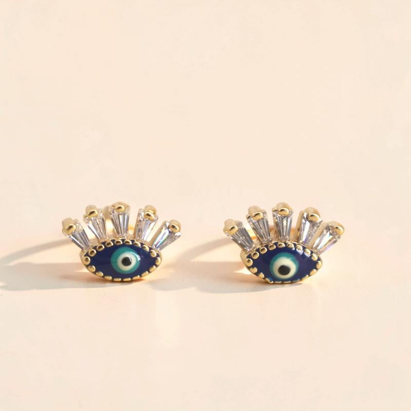 ATELIER-TIBET – Boucle d’oreille Mauvais Œil  Regard  en Cristal