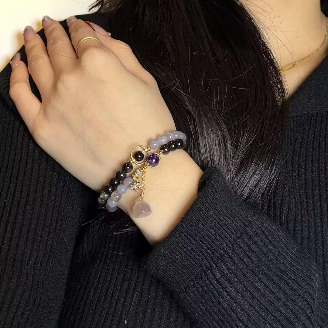 ATELIER-TIBET – Bracelet Lotus Agate et Obsidienne – Paix Intérieure
