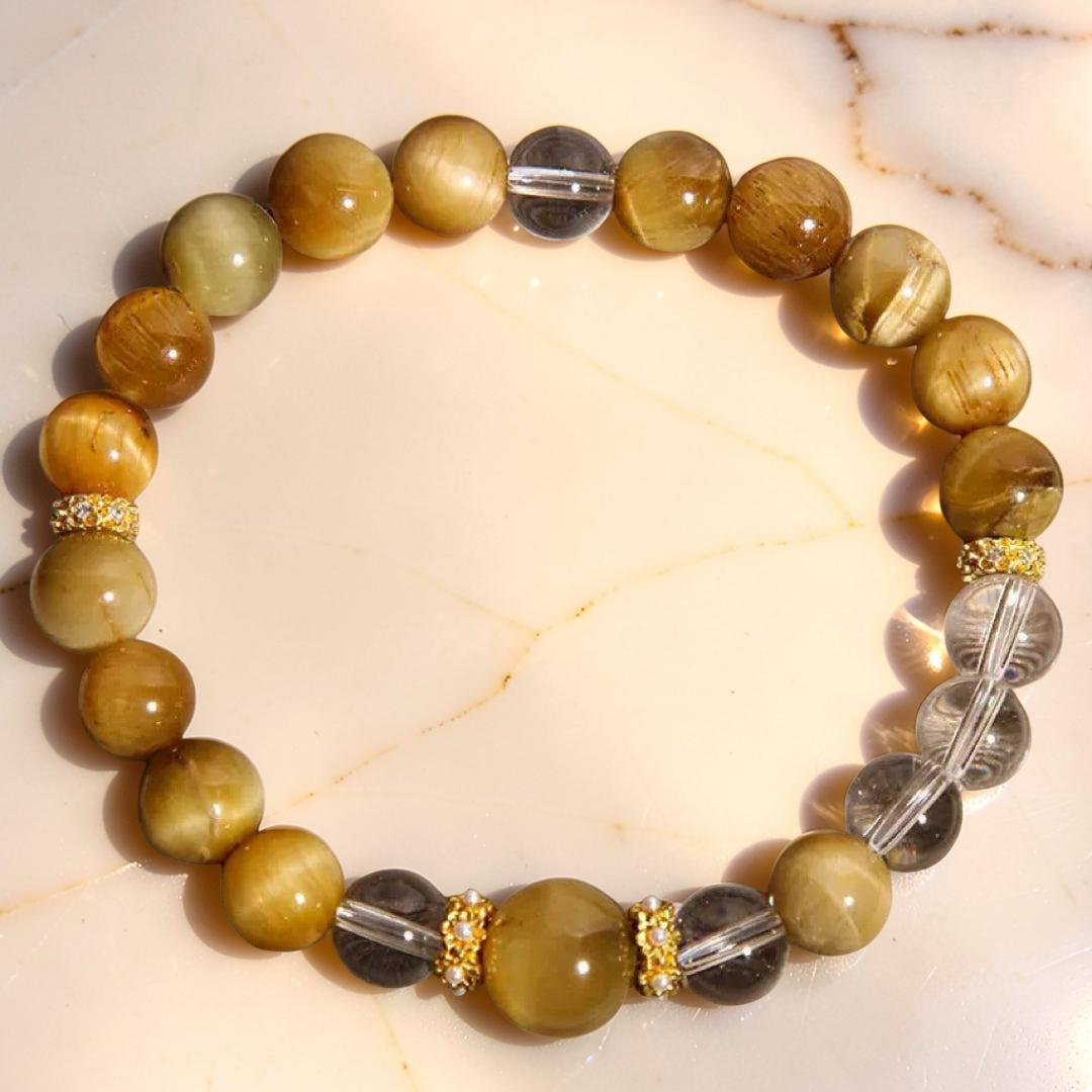 ATELIER-TIBET – Bracelet Œil de Tigre et Cristal de Roche – Force Féminine