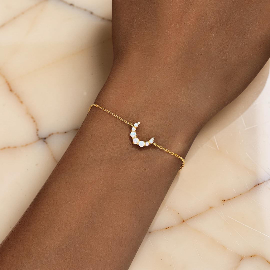ATELIER-TIBET – Bracelet Opale – Douce Lueur, Argent 925 Plaqué Or 18K