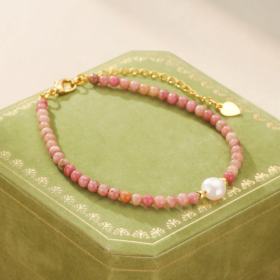 ATELIER-TIBET – Bracelet Rhodonite et Perles – Élégance Rose