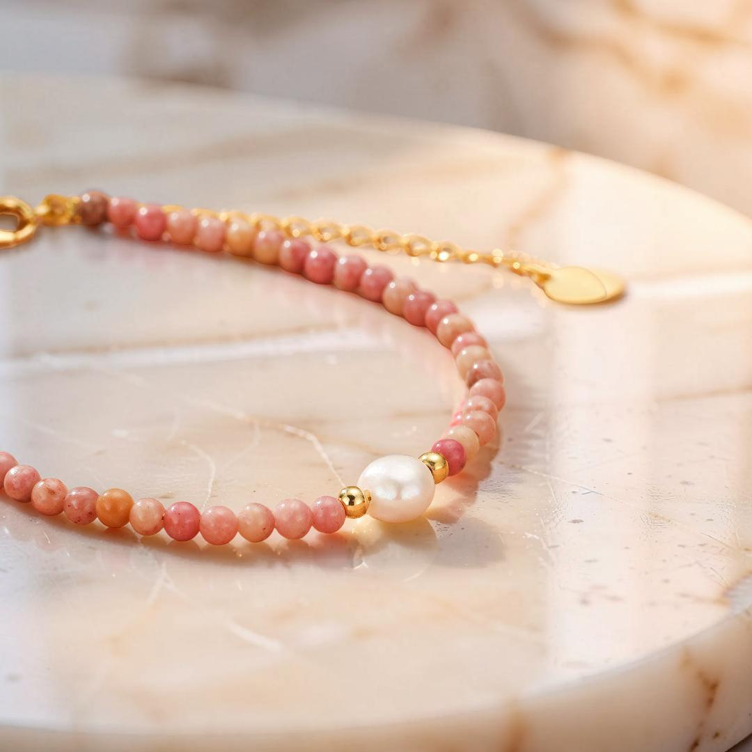 ATELIER-TIBET – Bracelet Rhodonite et Perles – Élégance Rose