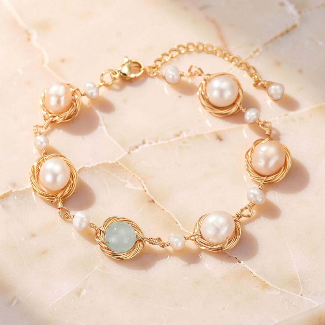 ATELIER-TIBET – Bracelet Aigue-marine et Perle – Trésor Marin