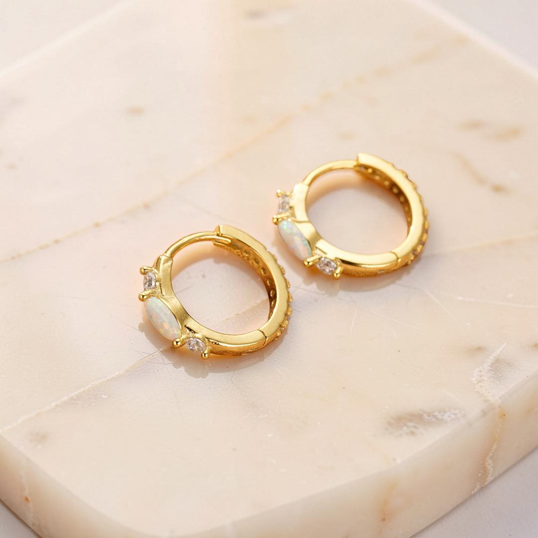 ATELIER-TIBET – Boucles d'Oreilles Opale – Halo Intemporel, Argent