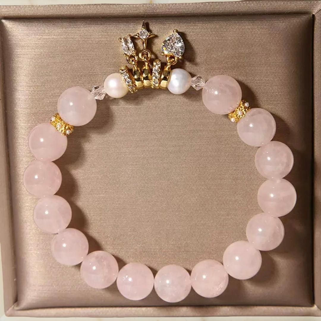 ATELIER-TIBET – Bracelet Quartz Rose et Perle – Charme de Vénus