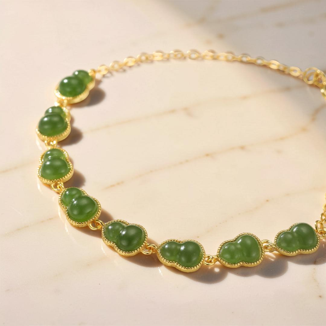 ATELIER-TIBET – Bracelet Jade – Fortune Éternelle, Argent Plaqué Or