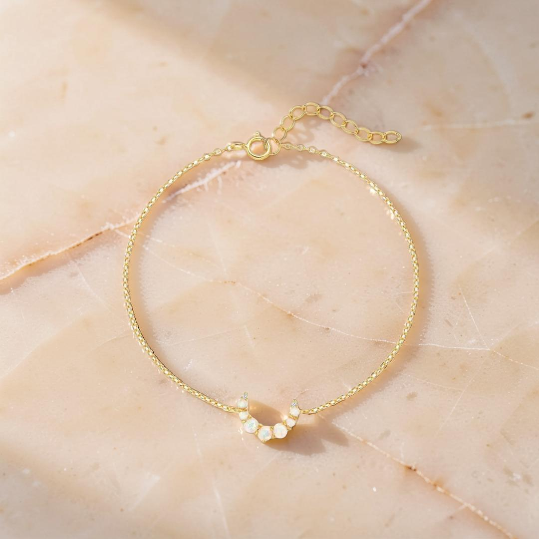 ATELIER-TIBET – Bracelet Opale – Douce Lueur, Argent 925 Plaqué Or 18K