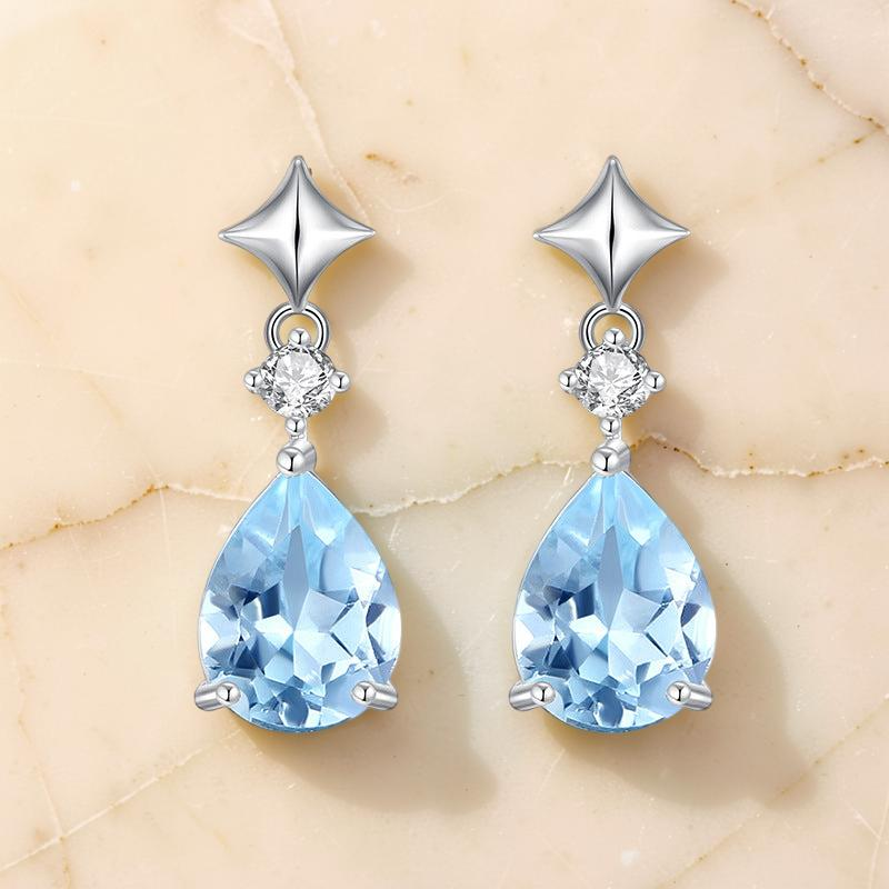 ATELIER-TIBET – Boucles d'Oreilles Topaze – Éclat Azur, Argent
