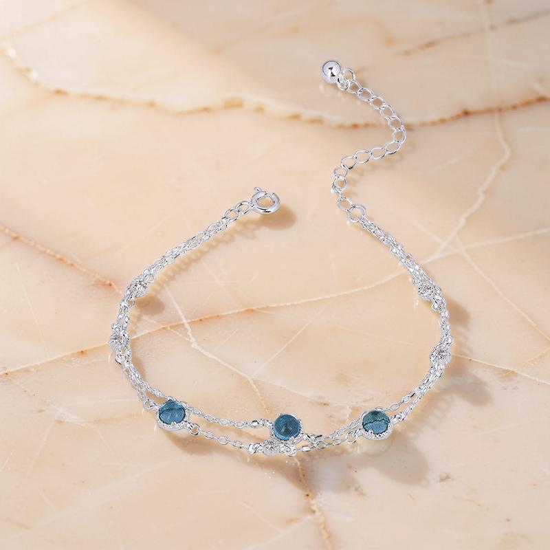 ATELIER-TIBET – Bracelet Aigue-Marine – Sérénité Bleue, Argent 925