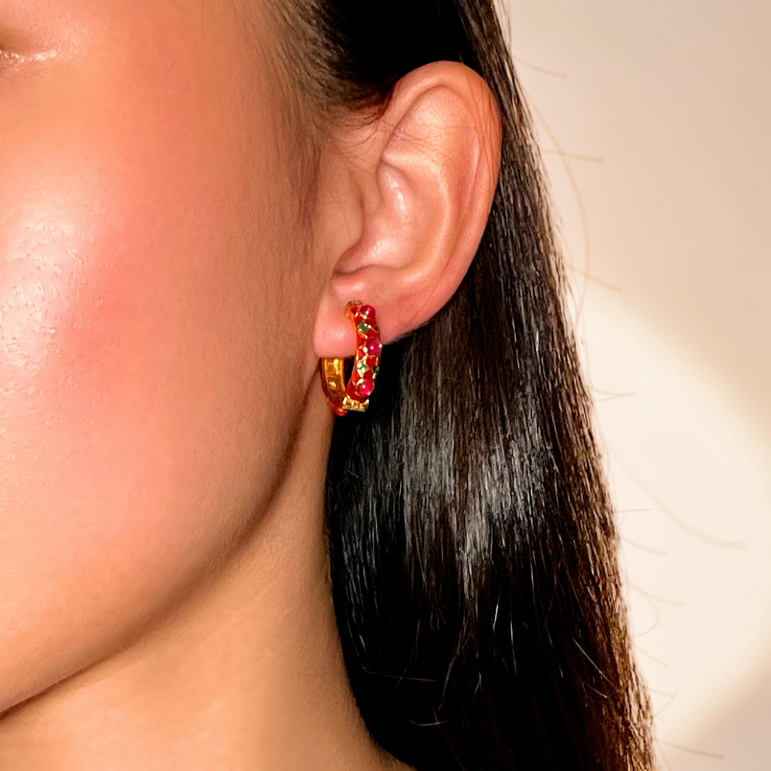 ATELIER-TIBET – Boucles d'Oreilles Cornaline – Jardin Enchanté, Argent Émaillé