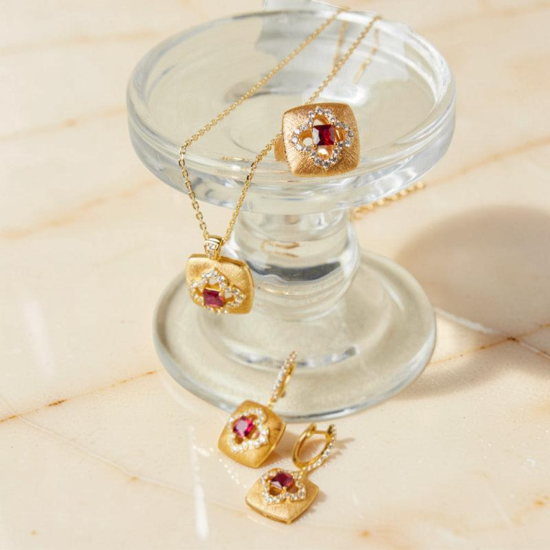 ATELIER-TIBET – Boucles d'Oreilles Cornaline – Chance Florale, Argent Plaqué Or