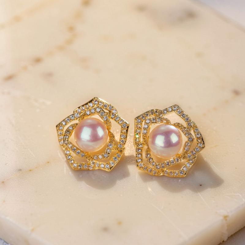 ATELIER-TIBET – Boucles d'Oreilles Perle – Rose de Promesse