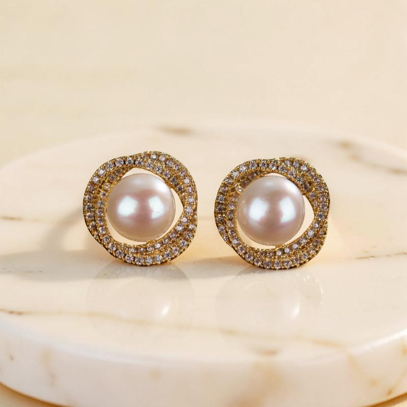 ATELIER-TIBET – Boucles d'Oreilles Perle – Douceur Nacrée, Argent Plaqué Or