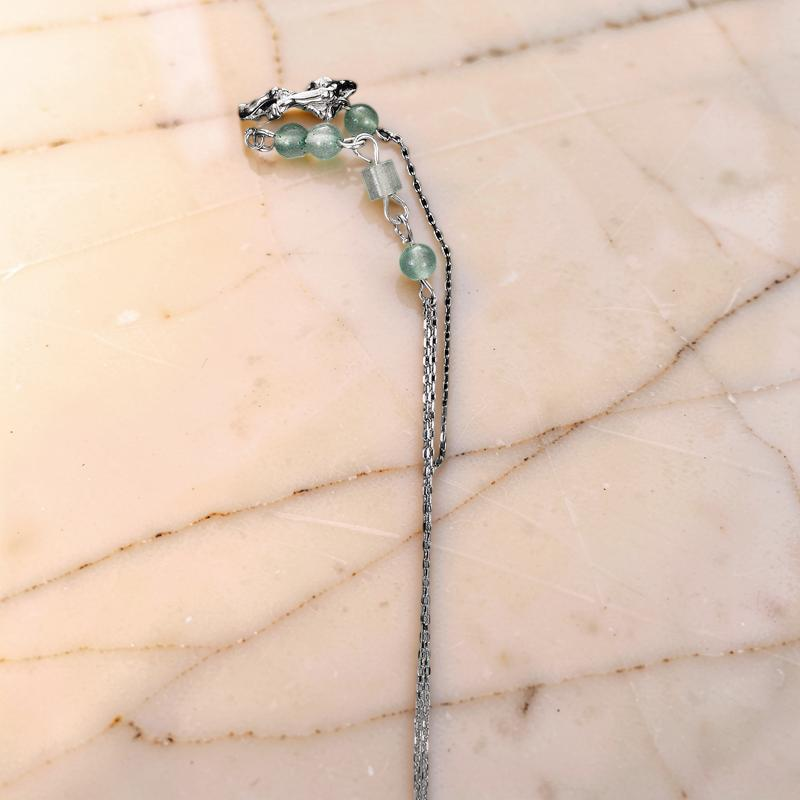 ATELIER-TIBET – Boucle d'Oreille Aventurine – Force du Bambou, Argent