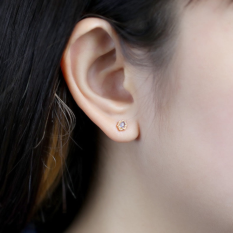 ATELIER-TIBET – Boucles d'Oreilles Aigue Marine – Aura Marine, Argent Plaqué Or