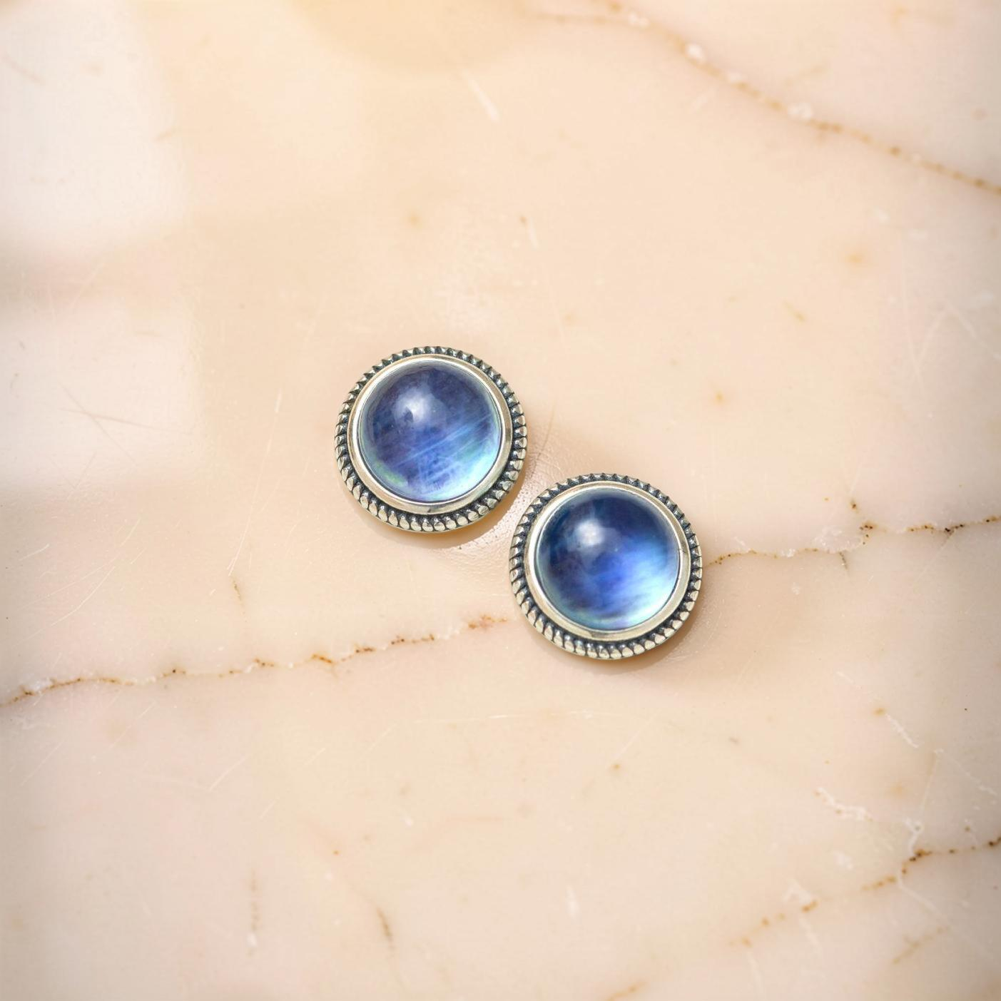 ATELIER-TIBET – Boucles d'Oreilles Aigue Marine – Azur Élégance, Argent