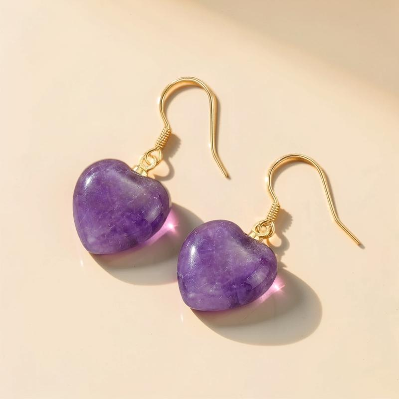 ATELIER-TIBET – Boucles d'Oreilles Améthyste – Amour Serein, Argent Plaqué Or