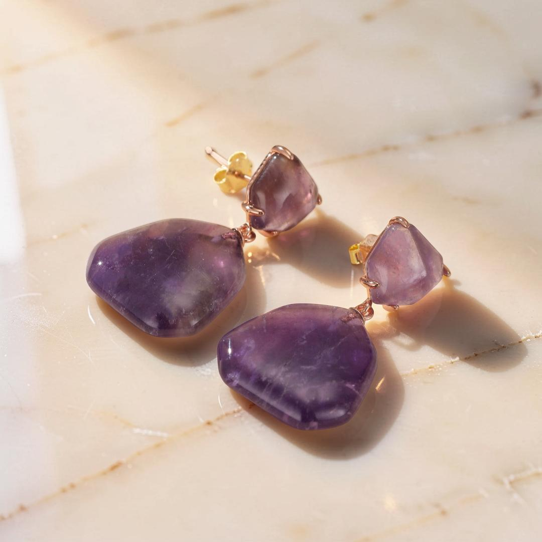 ATELIER-TIBET – Boucles d'Oreilles Améthyste – Apaisement