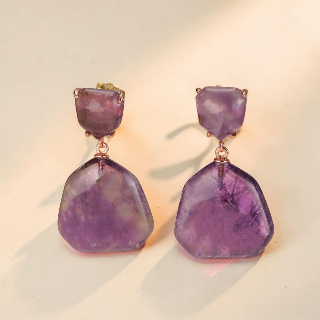ATELIER-TIBET – Boucles d'Oreilles Améthyste – Apaisement