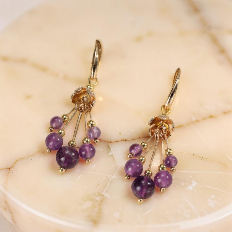 ATELIER-TIBET – Boucles d'Oreilles Améthyste – Floraison Tendrille
