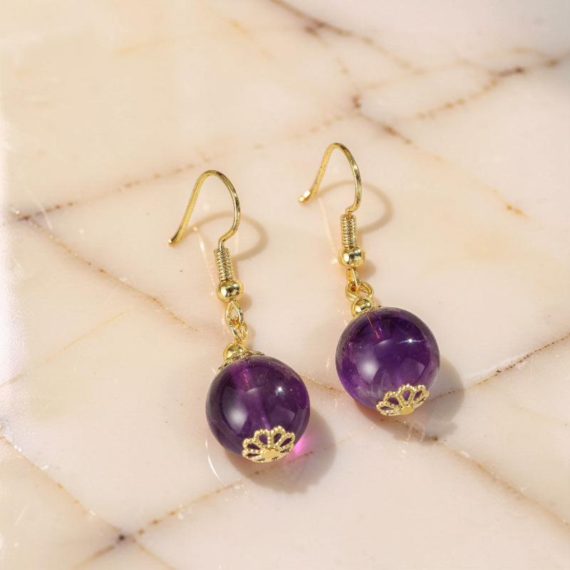 ATELIER-TIBET – Boucles d'Oreilles Améthyste – Sphère Lumineuse
