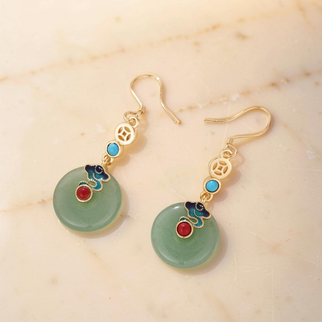 ATELIER-TIBET – Boucles d'Oreilles Aventurine – Nuage Céleste