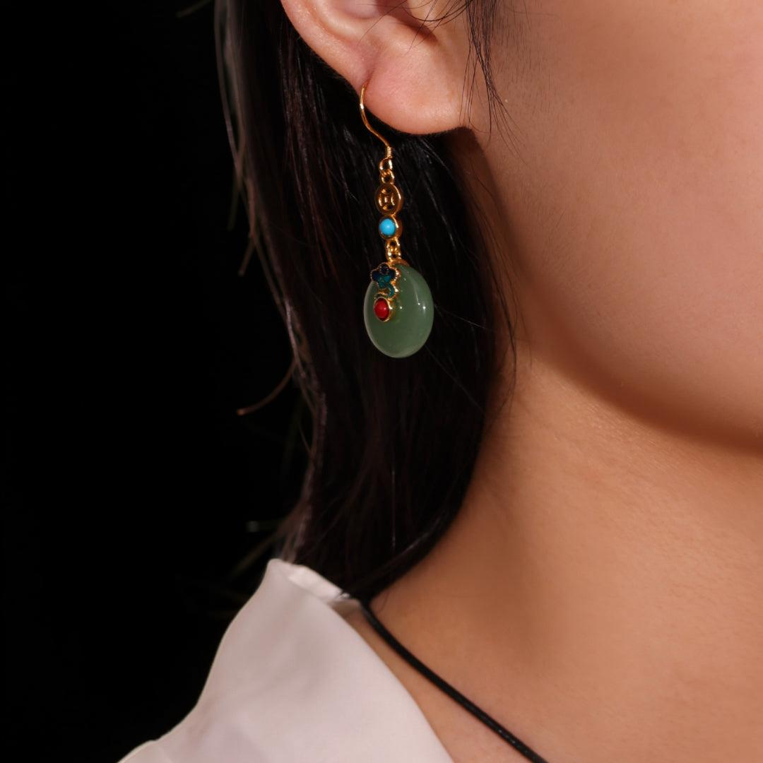 ATELIER-TIBET – Boucles d'Oreilles Aventurine – Nuage Céleste