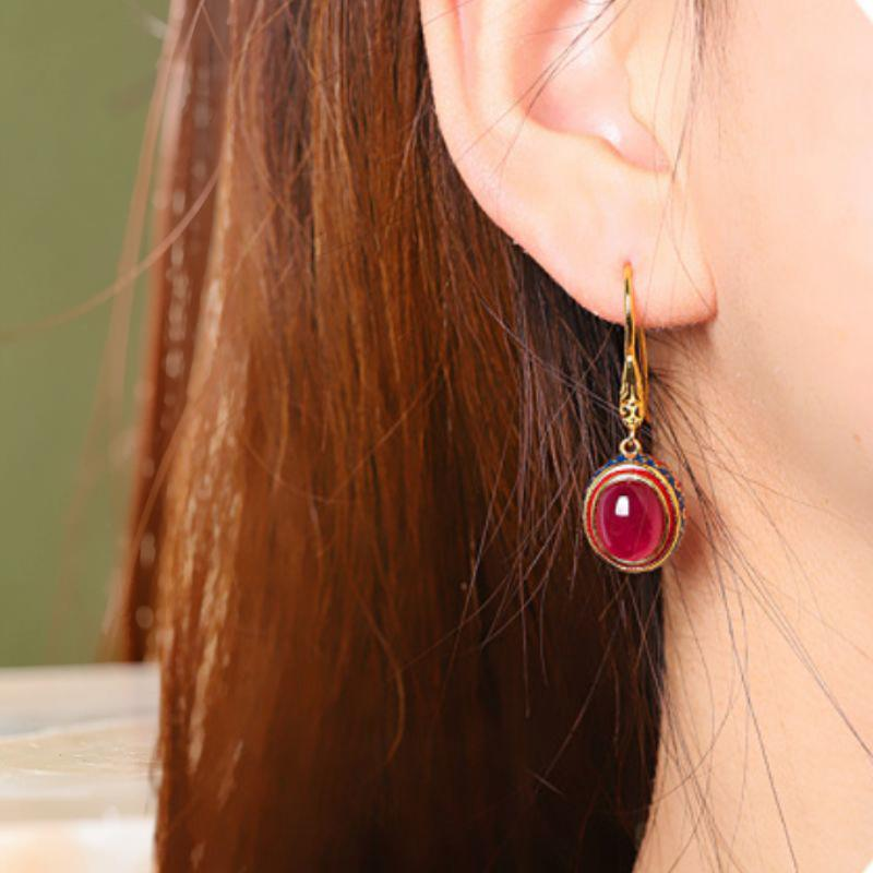 ATELIER-TIBET – Boucles d'Oreilles Cornaline – Abondance, Argent Plaqué Or