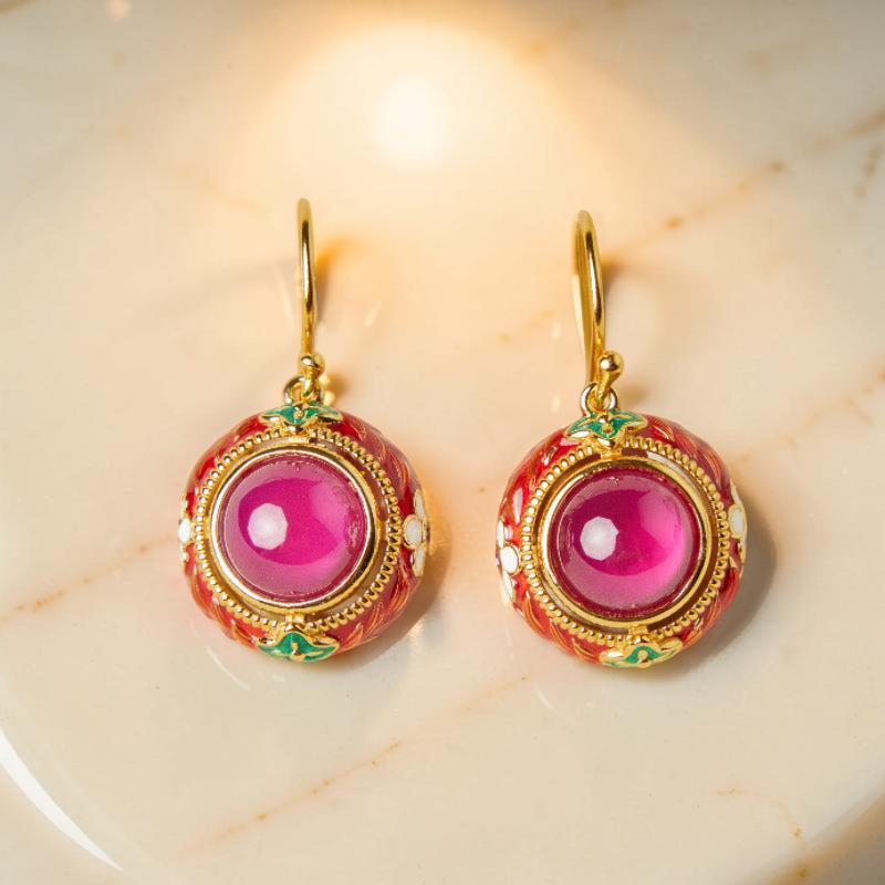 ATELIER-TIBET – Boucles d'Oreilles Cornaline – Énergie Florale, Argent Plaqué Or