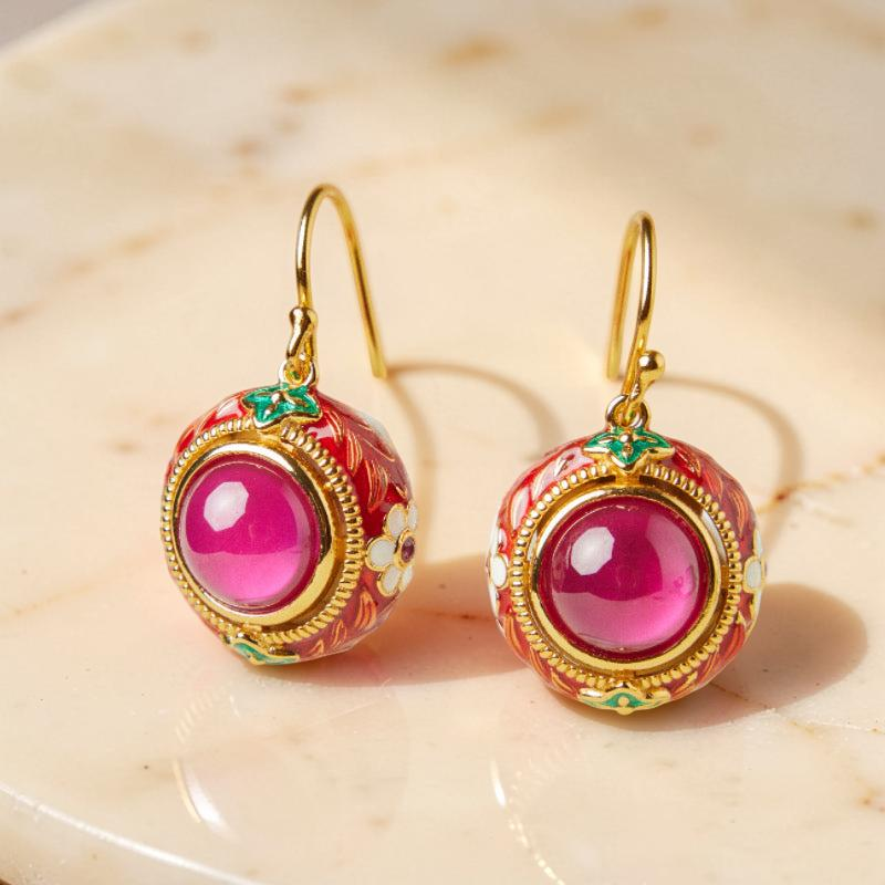 ATELIER-TIBET – Boucles d'Oreilles Cornaline – Énergie Florale, Argent Plaqué Or