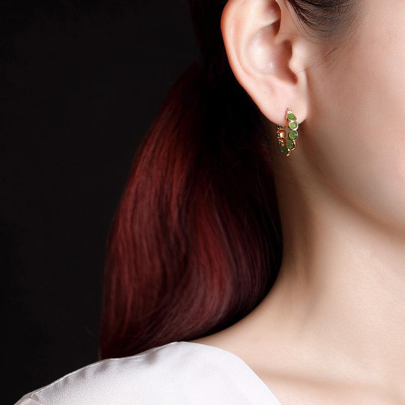 ATELIER-TIBET – Boucles d'Oreilles Jade – Danse Verdoyante, Argent